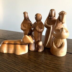 Olive Wood Faceless Nativity Set from Israel Hand Carved Religious